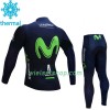 Kind Fietskleding (Wielershirt Lange Mouw + Fietsbroek Lang) 2017 Movistar Team N001 Winter Thermal Fleece